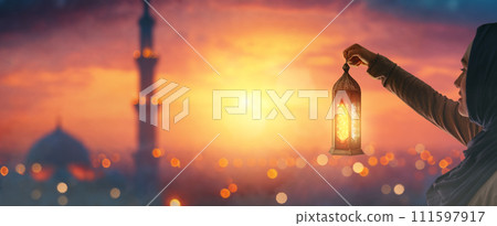 Ornamental Arabic lantern 111597917
