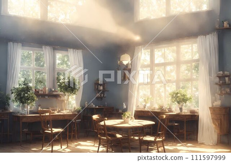 table and chairs placed at the table 111597999