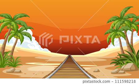 Desert Railroad Journey at Sunset Desert Railroad Journey at Sunset 111598218
