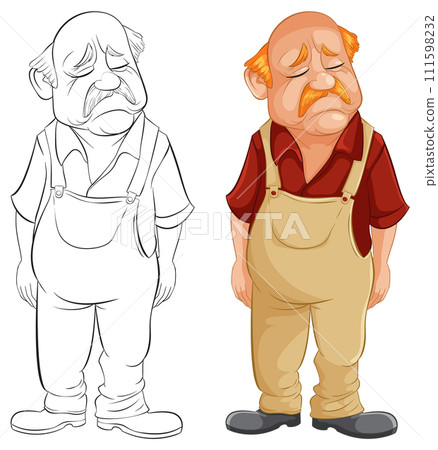 Sad Elderly Man Vector Illustration 111598232