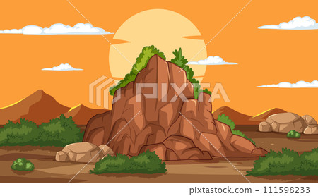 Sunset Over Desert Mountain Landscape Sunset Over Desert Mountain Landscape 111598233