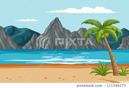 Tropical Beach Paradise Vector Illustration Tropical Beach Paradise Vector Illustration 111598275