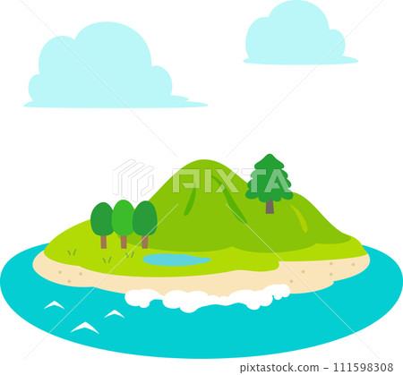 Deformed illustration of a small island, deserted island Deformed illustration of a small island, deserted island 111598308