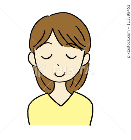 一個女人閉著眼睛，表情如釋重負的插圖 111598452