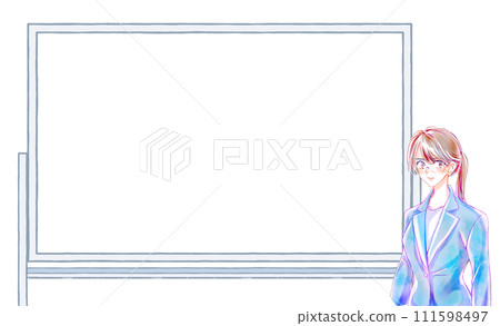 站在白板前的商務女性 站在白板前的商務女性 111598497