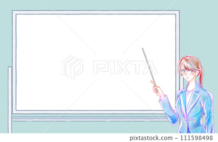 女商人用指針白板指著 111598498