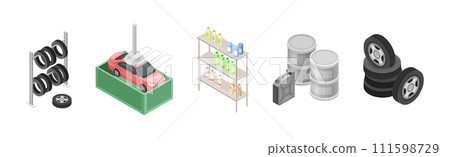 Auto Service and Car Diagnostic Isometric Vector Set Auto Service and Car Diagnostic Isometric Vector Set 111598729