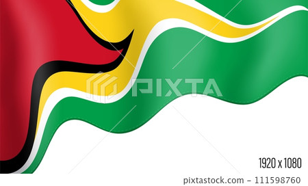 Guyana country flag realistic independence day background. Guyana commonwealth banner in motion waving, fluttering in wind. Festive patriotic HD format template for independence day 111598760