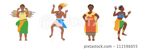African People Character in Traditional Tribal Clothing Vector Set African People Character in Traditional Tribal Clothing Vector Set 111598855