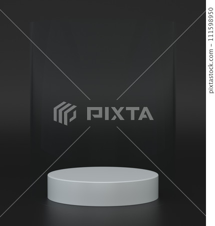 White pedestal spotlight stage scene studio with gold ring, luxury black podium White pedestal spotlight stage scene studio with gold ring, luxury black podium 111598950