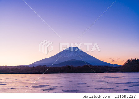 (Yamanashi Prefecture) Frozen Lake Shoji, Mt. Fuji, before sunrise (Yamanashi Prefecture) Frozen Lake Shoji, Mt. Fuji, before sunrise 111599228