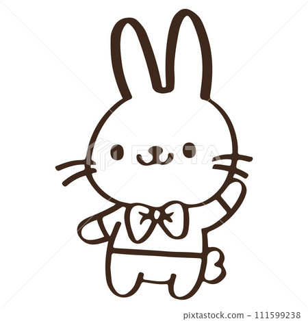 cute Cartoon rabbit stand and wave hello. Easter day. outline vector cute Cartoon rabbit stand and wave hello. Easter day. outline vector 111599238