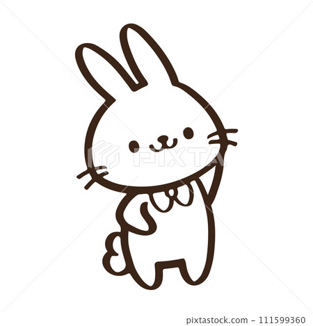 cute Cartoon rabbit wearing a pink coqutte shirt standing. Easter day. outline vector 111599360