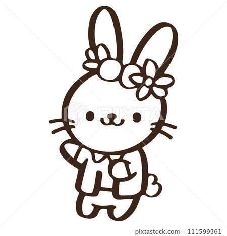 cute Cartoon rabbit dancing and wave hello. Easter day cute Cartoon rabbit dancing and wave hello. Easter day 111599361