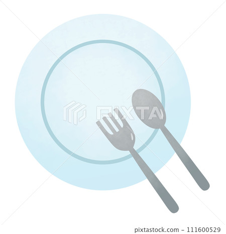 一組簡單的餐盤、叉子和湯匙 111600529