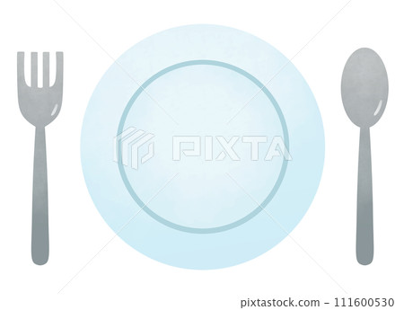 簡單的盤子、叉子和湯匙套裝 111600530