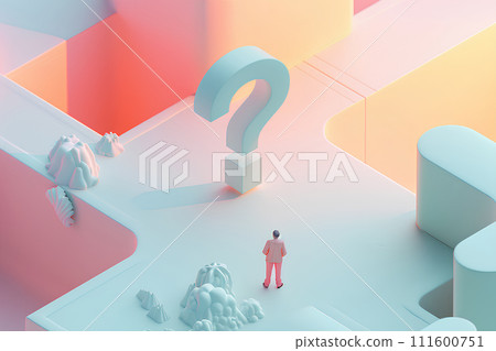 A man thinking with a big question mark-1 (3D) A man thinking with a big question mark-1 (3D) 111600751