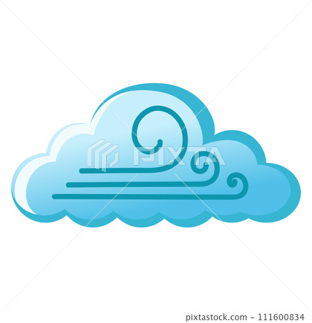 Vector isolated weather app icon with blue windy cloud. Interface elements in flat design. For web 111600834