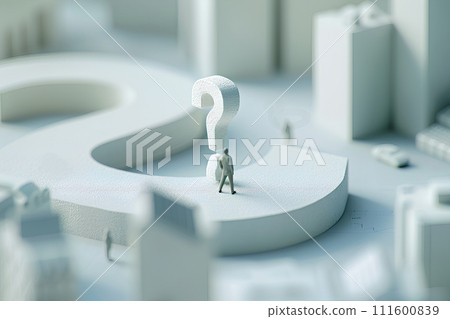 A man thinking with a big question mark-4 (3D) 111600839