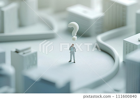 A man thinking with a big question mark-4 (3D) 111600840