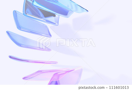 3d abstract geometric background with rainbow glass plates top view. Crystal rectangles with blue pink gradient texture, light refraction and shadow. Fashion banner with empty space. 3D illustration 3d abstract geometric background with rainbow glass plates top view. Crystal rectangles with blue pink gradient texture, light refraction and shadow. Fashion banner with empty space. 3D illustration 111601013