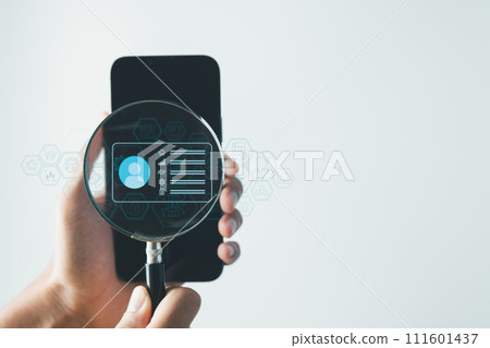 Businessman and Digital ID profile Card for Modern Business Authentication and Digital Security Privacy concept Businessman and Digital ID profile Card for Modern Business Authentication and Digital Security Privacy concept 111601437