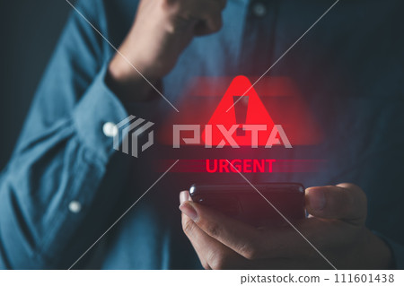 Man got urgent alert. emergency and urgent from working calling. Man got urgent alert. emergency and urgent from working calling. 111601438