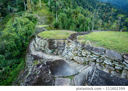 Ciudad Perdida, ancient ruins in Sierra Nevada mountains. Santa Marta, Colombia wilderness Ciudad Perdida, ancient ruins in Sierra Nevada mountains. Santa Marta, Colombia wilderness 111602399