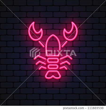 Lobster neon icon on light background. 111603530