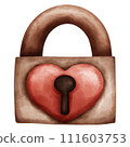 A cute and vintage heart shape locker in watercolor style 111603753