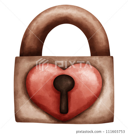 A cute and vintage heart shape locker in watercolor style 111603753