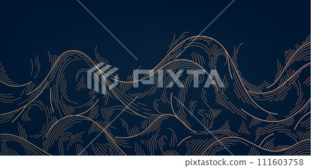 Vector abstract line wave background, luxury golden pattern. Mountains, ocean, water wallpaper. Premium design ornament. Vector abstract line wave background, luxury golden pattern. Mountains, ocean, water wallpaper. Premium design ornament. 111603758