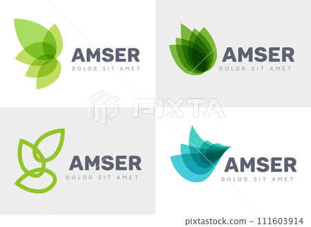 Leaf vector logo icon. Abstract leaf ecology emblem nature shape green eco logo Leaf vector logo icon. Abstract leaf ecology emblem nature shape green eco logo 111603914