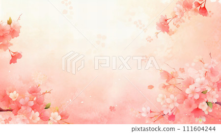 水彩櫻花插畫背景16:9 水彩櫻花插畫背景16:9 111604244