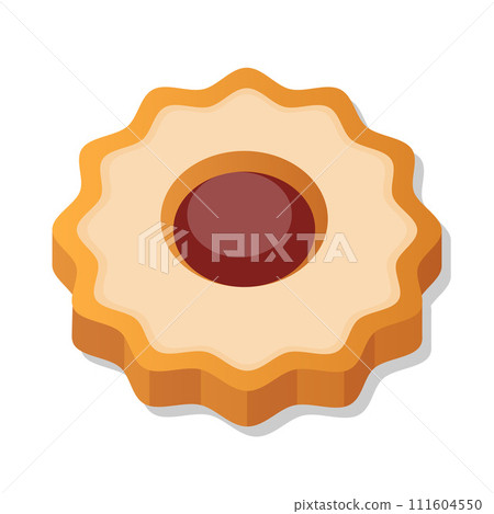Dessert cookie with strawberry jam cartoon illustration 111604550