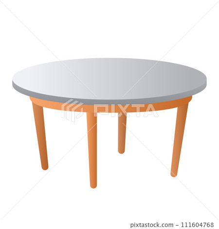 Furniture white round table cartoon illustration 111604768