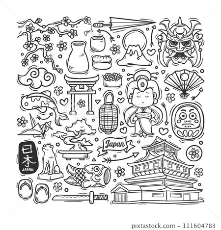 Japan Hand Drawn Doodle 111604783