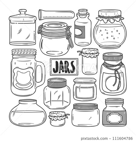Jars Hand Drawn Doodle Coloring Jars Hand Drawn Doodle Coloring 111604786