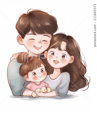 Family image watercolor painting 111605571