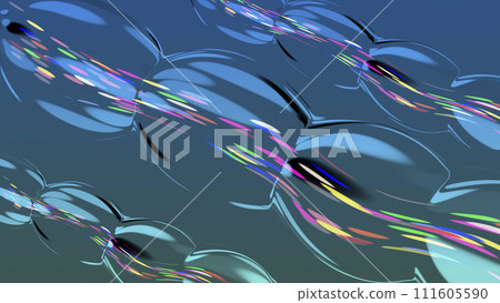 Abstract drawing.An empty transparent cavity with particles flowing through it.  Looks like the tentacles of a poisonous jellyfish "Chironex" 111605590