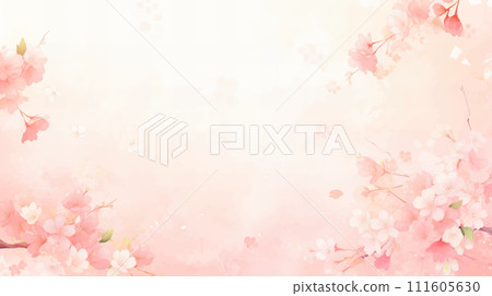 水彩櫻花插畫背景16:9 111605630