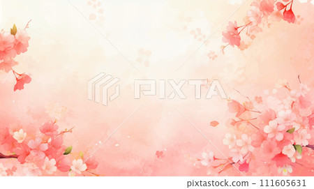 Watercolor cherry blossom illustration background 16:9 111605631