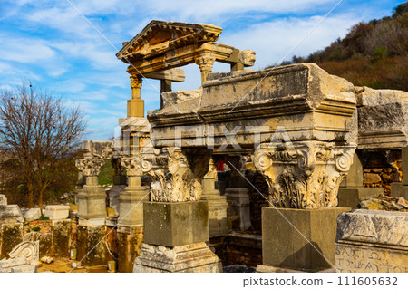 Remained elements of Nymphaeum Traiani in ancient Ephesus city, Turkey Remained elements of Nymphaeum Traiani in ancient Ephesus city, Turkey 111605632
