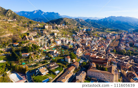 Aerial view of the city of Berga. Spain 111605639