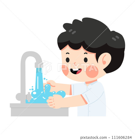 Boy Student washing hands in sink 111606284