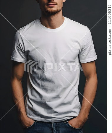 Men's White Short Sleeve Round Neck T-Shirt Mockup It is a useful tool for clothing designers to help visualize T-shirts before actual production Save time and money and makes it easier to decide. Men's White Short Sleeve Round Neck T-Shirt Mockup It is a useful tool for clothing designers to help visualize T-shirts before actual production Save time and money and makes it easier to decide. 111606312