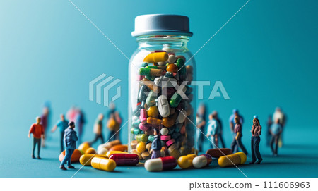 AI-generated content. Pills and tablets creative concept 111606963