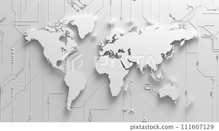 AI-generated content. World map on digital tech background. AI-generated content. World map on digital tech background. 111607129