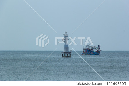 White Lighthouse on the sea 111607205