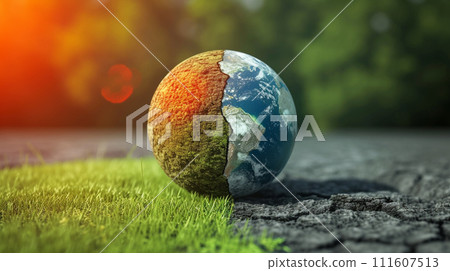 AI-generated content. A Globe Is Sitting On Top Of A Rock In The Middle Of A Desert 111607513